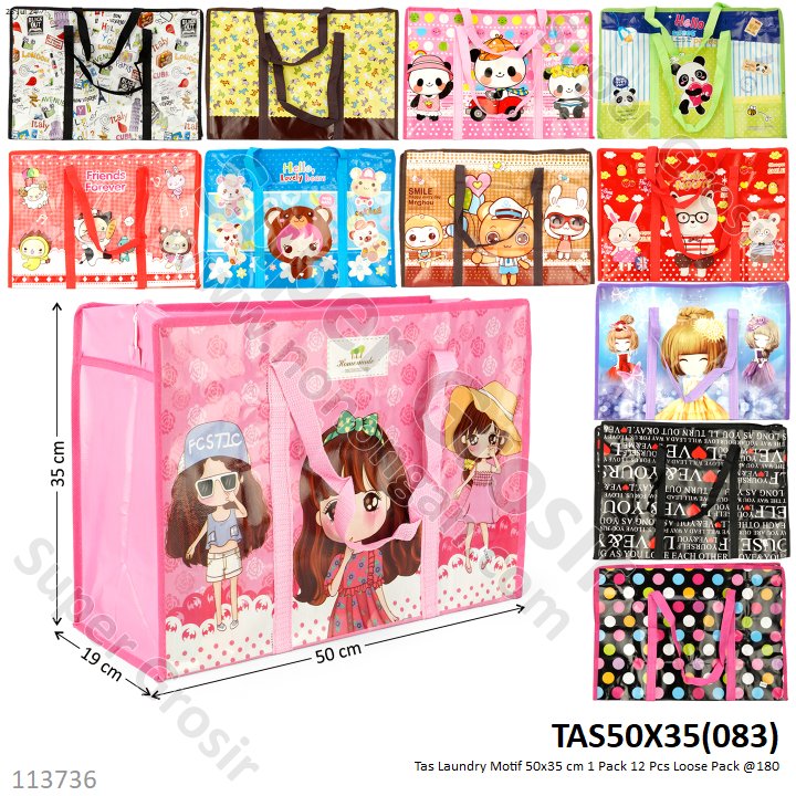 Tas Laundry Motif 50x35 cm 1 Pack 12 Pcs Loose Pack @180
