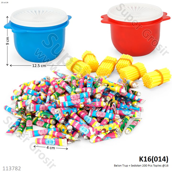 Mainan Tiupan Balon dan Sedotan 200 Pcs Toples @16