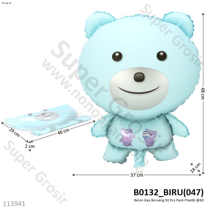 Balon Gas Beruang 50 Pcs Pack Plastik @60