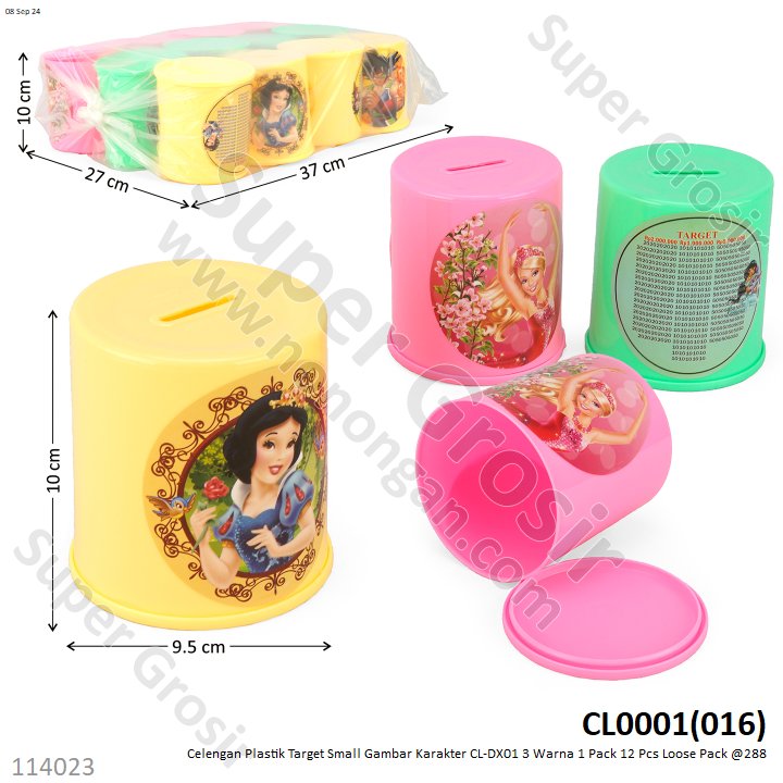 Celengan Plastik Target Small Gambar Karakter CL-DX01 1 Pack 12 Pcs Loose Pack @288