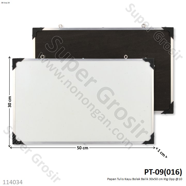 Papan Tulis Bolak Balik White Board / Black Board Kayu 30x50 cm Ktg Opp @10