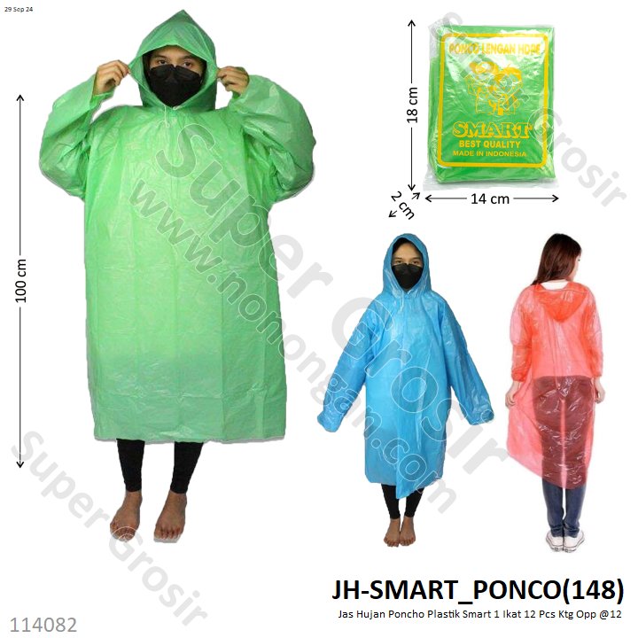 Jas Hujan Poncho Plastik Smart 1 Ikat 12 Pcs Ktg Opp @12