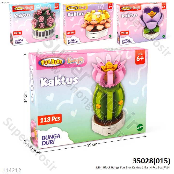 Mini Block Bunga Fun Blox Kaktus 1 Ikat 4 Pcs Box @24
