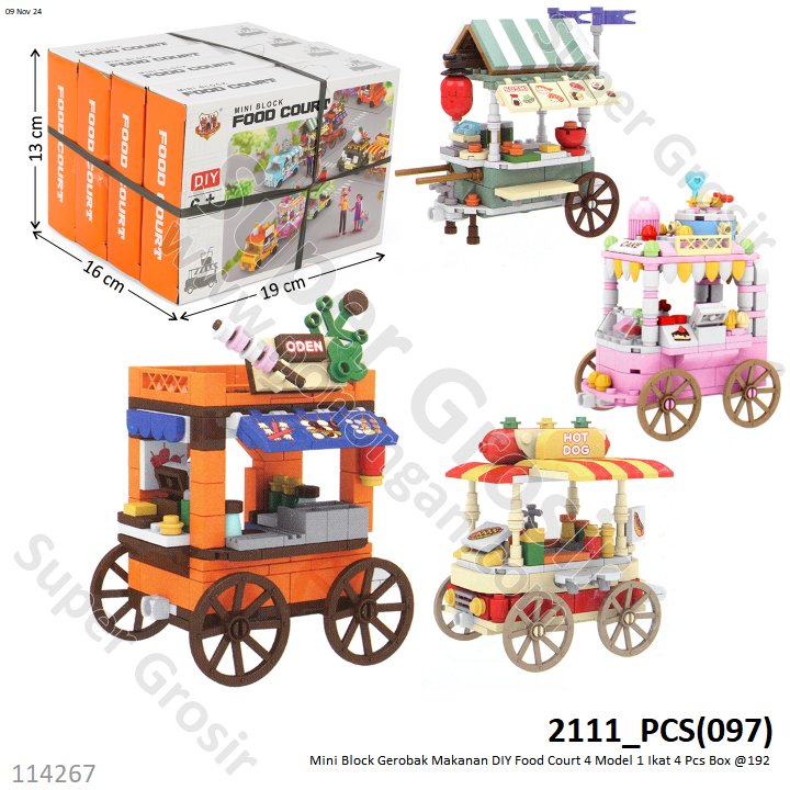 Mini Block Gerobak Makanan DIY Food Court 4 Model 1 Ikat 4 Pcs Box @192