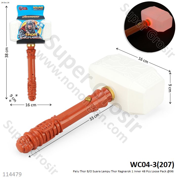 Palu Thor B/O Suara Lampu Thor Ragnarok 1 Inner 48 Pcs Loose Pack @96
