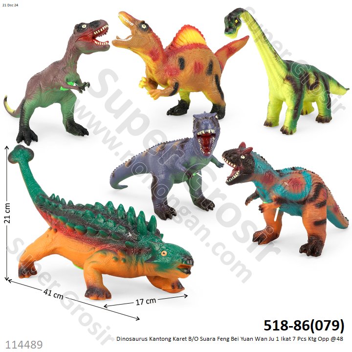 Dinosaurus Kantong Karet B/O Suara Feng Bei Yuan Wan Ju 1 Ikat 7 Pcs Ktg Opp @48