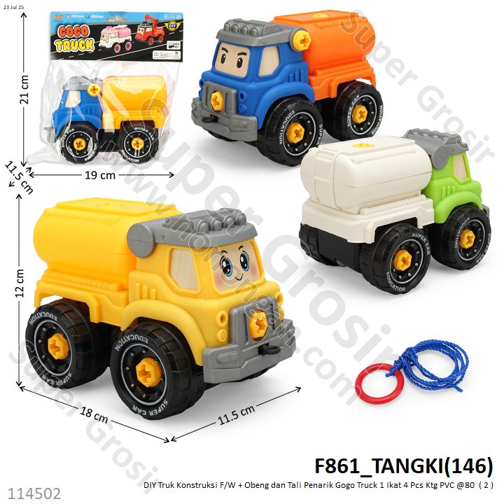 DIY Truk Konstruksi F/W + Obeng dan Tali Penarik Gogo Truck 1 Ikat 4 Pcs Ktg PVC @80 
