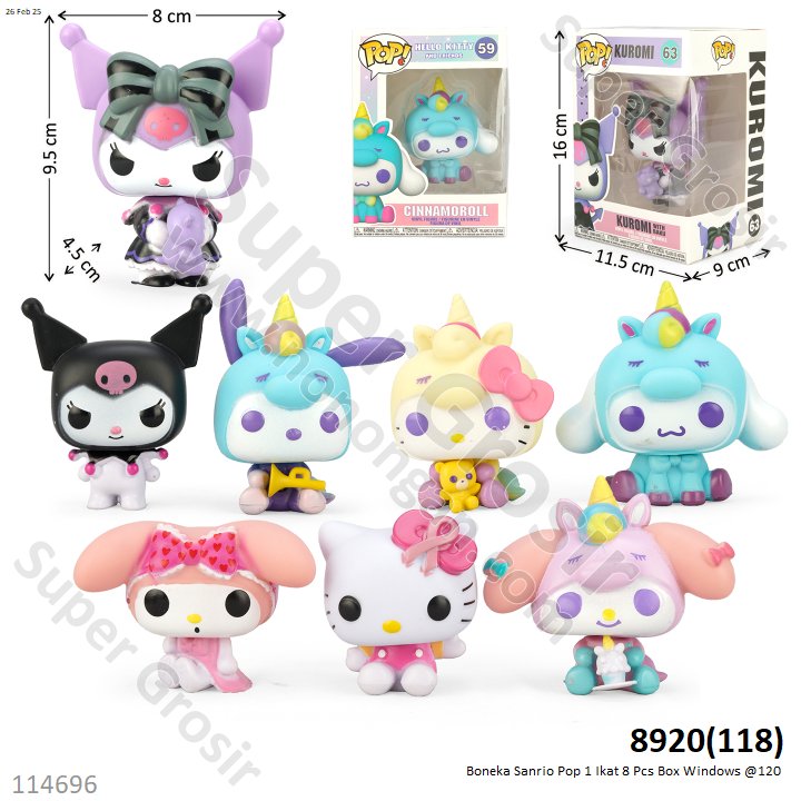 Boneka Sanrio Pop 1 Ikat 8 Pcs Box Windows @120