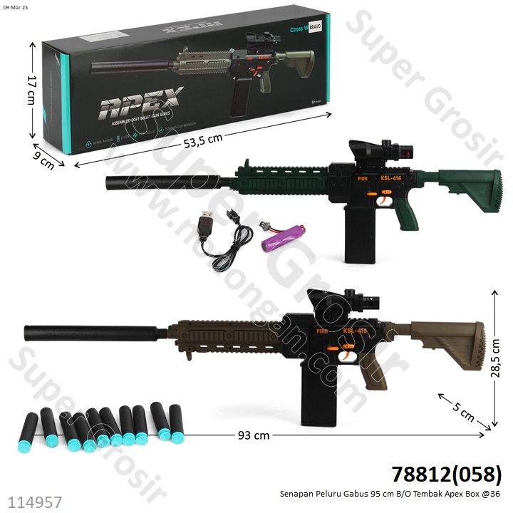 Senapan Peluru Gabus 95 cm B/O Tembak Apex Box @36