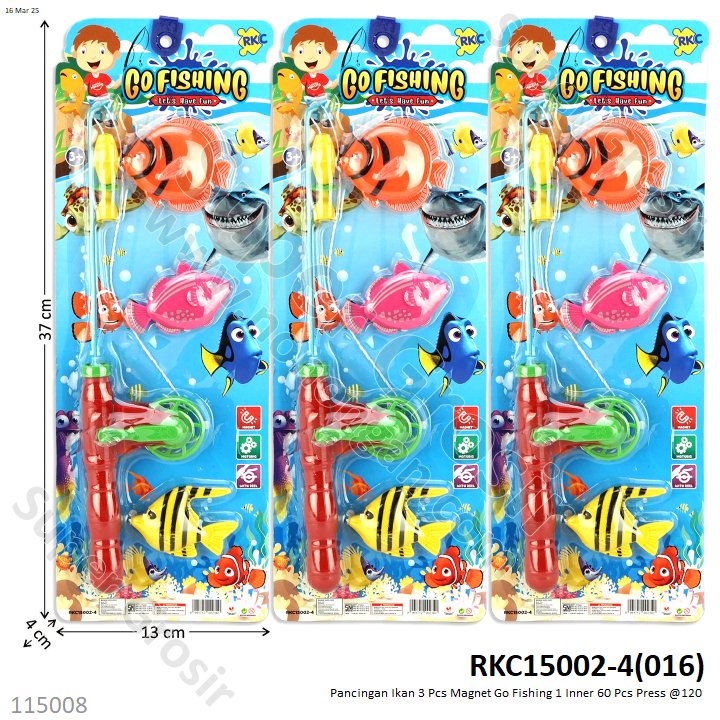 Pancingan Ikan 3 Pcs Magnet Go Fishing 1 Inner 60 Pcs Press @120