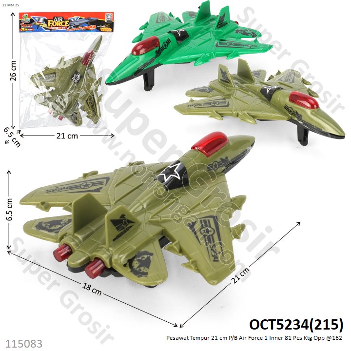 Pesawat Tempur 21 cm P/B Air Force 1 Inner 81 Pcs Ktg Opp @162