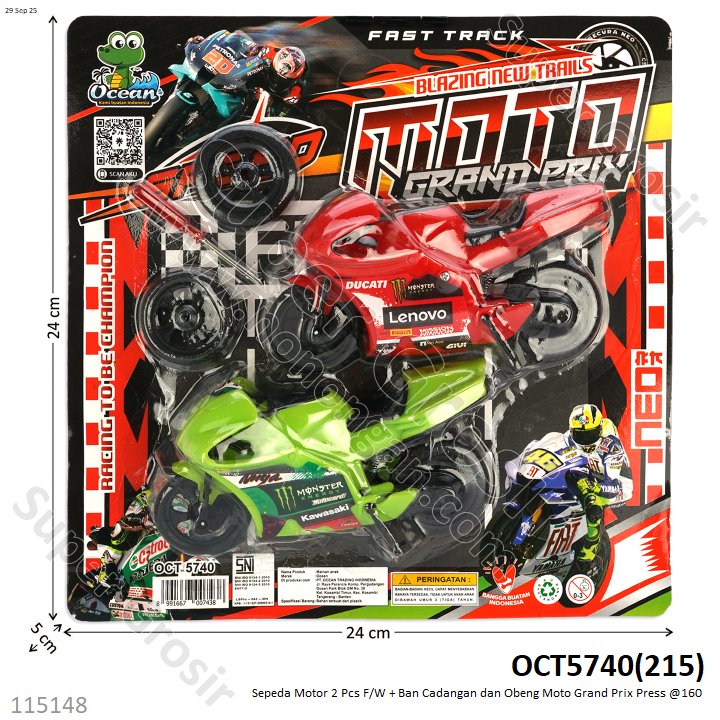 Sepeda Motor 2 Pcs F/W + Ban Cadangan dan Obeng Moto Grand Prix Press @160