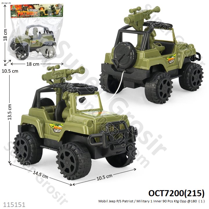 Mobil Jeep P/S Patriot / Military 1 Inner 90 Pcs Ktg Opp @180