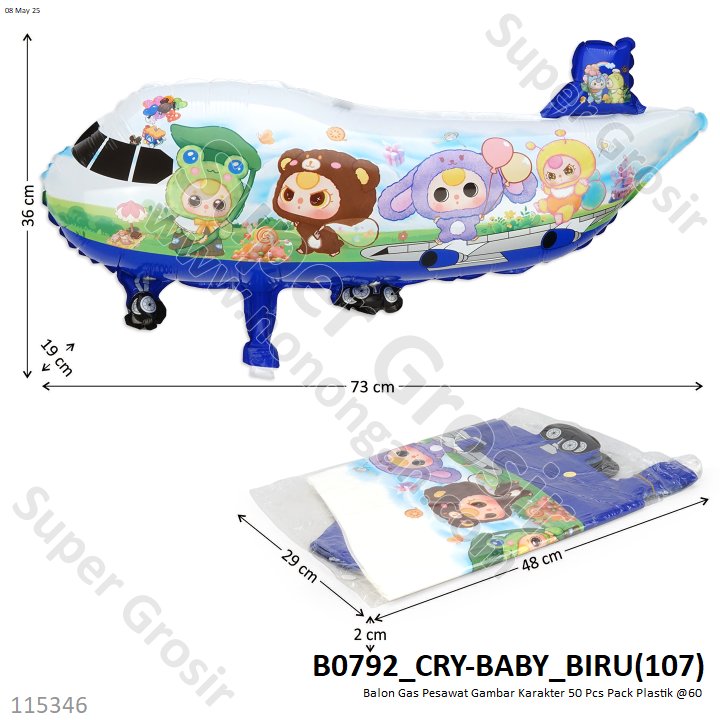 Balon Gas Pesawat Gambar Karakter 50 Pcs Pack Plastik @60