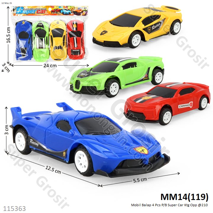 Mobil Balap 4 Pcs P/B Super Car Ktg Opp @210