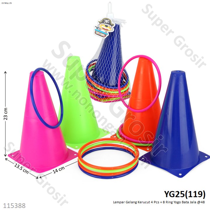 Lempar Gelang Kerucut 4 Pcs + 8 Ring Yogo Bata Jala @48