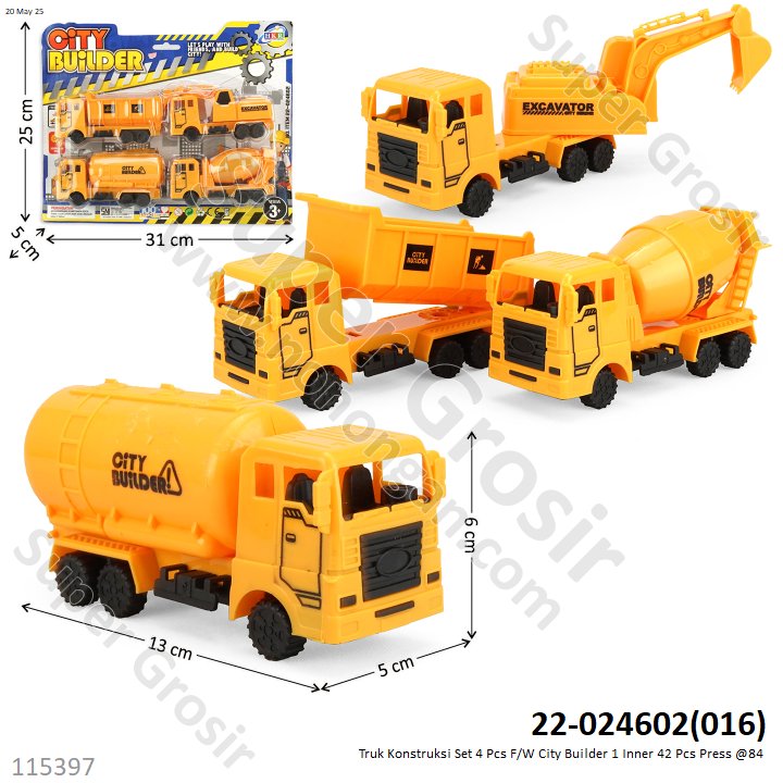 Truk Konstruksi 4 Pcs F/W City Builder 1 Inner 42 Pcs Press @84