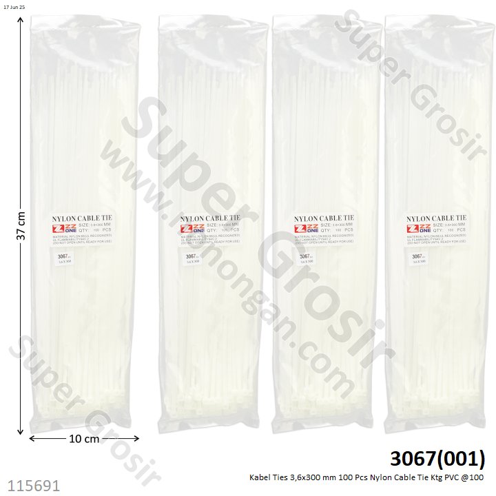 Kabel Ties 3,6x300 mm 100 Pcs Nylon Cable Tie Ktg PVC @100