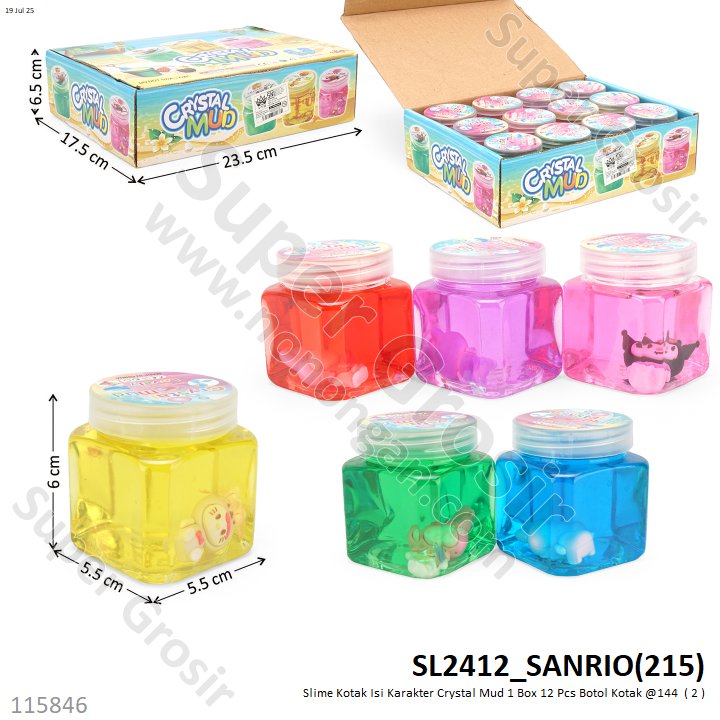 Slime Kotak Isi Karakter Crystal Mud 1 Box 12 Pcs Botol Kotak @144