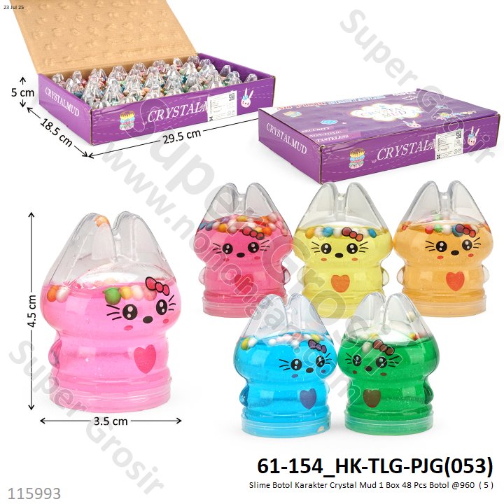 Slime Botol Karakter Crystal Mud 1 Box 48 Pcs Botol @960