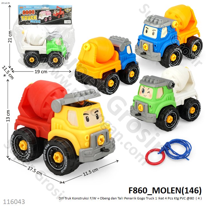 DIY Truk Konstruksi F/W + Obeng dan Tali Penarik Gogo Truck 1 Ikat 4 Pcs Ktg PVC @80 