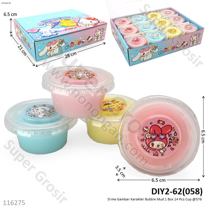Slime Gambar Karakter Bubble Mud 1 Box 24 Pcs Cup @576