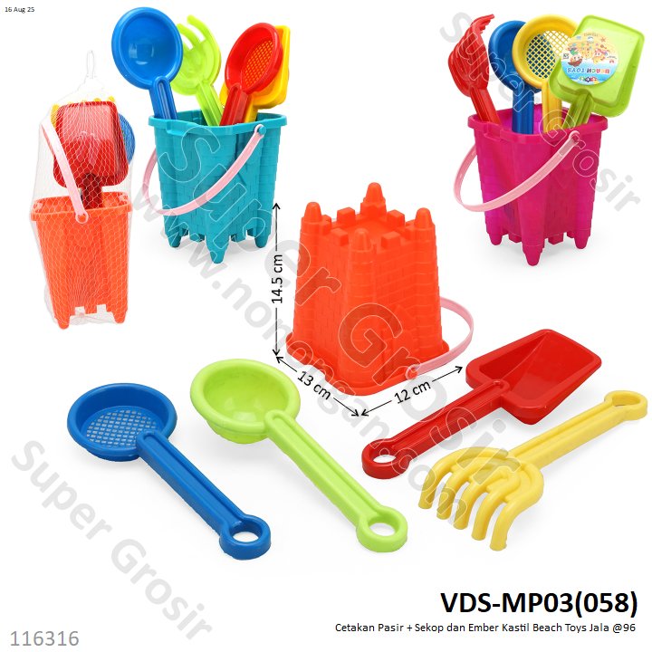 Cetakan Pasir + Sekop dan Ember Kastil Beach Toys Jala @96