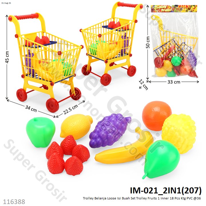 Trolley Belanja Loose Isi Buah Set Trolley Fruits 1 Inner 18 Pcs Ktg PVC @36
