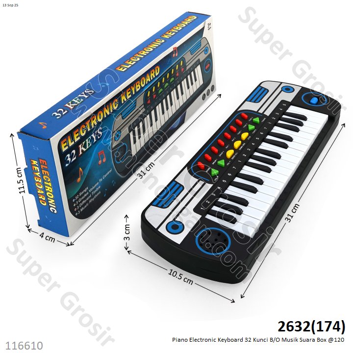 Piano Electronic Keyboard 32 Kunci B/O Musik Suara Box @120