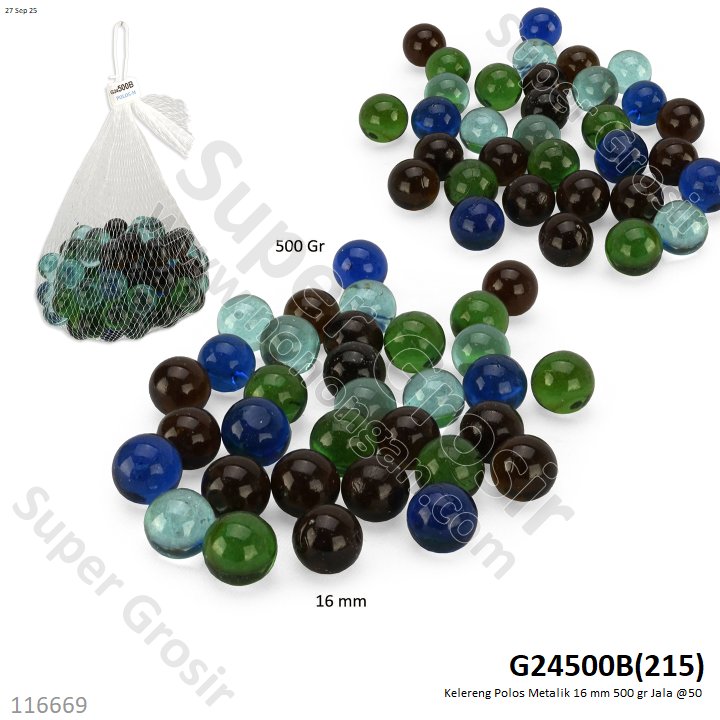 Kelereng Polos Metalik 16 mm 500 gr Jala @50