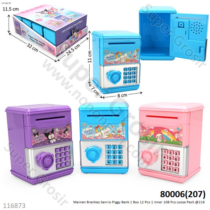 Mainan Brankas Sanrio Piggy Bank 1 Box 12 Pcs 1 Inner 108 Pcs Loose Pack @216