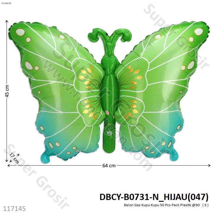 Balon Gas Kupu-Kupu 50 Pcs Pack Plastik @60 