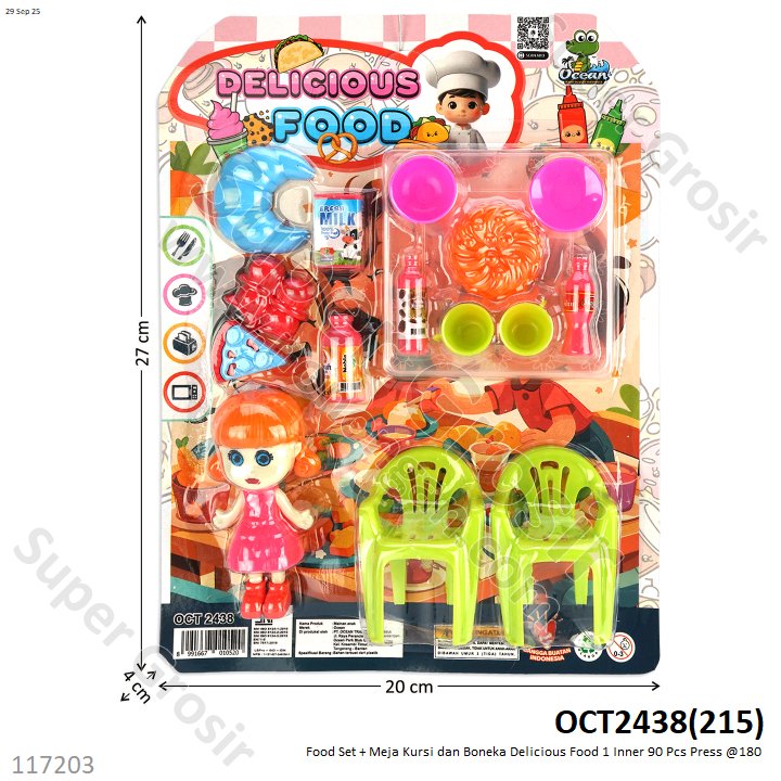 Food Set + Meja Kursi dan Boneka Delicious Food 1 Inner 90 Pcs Press @180