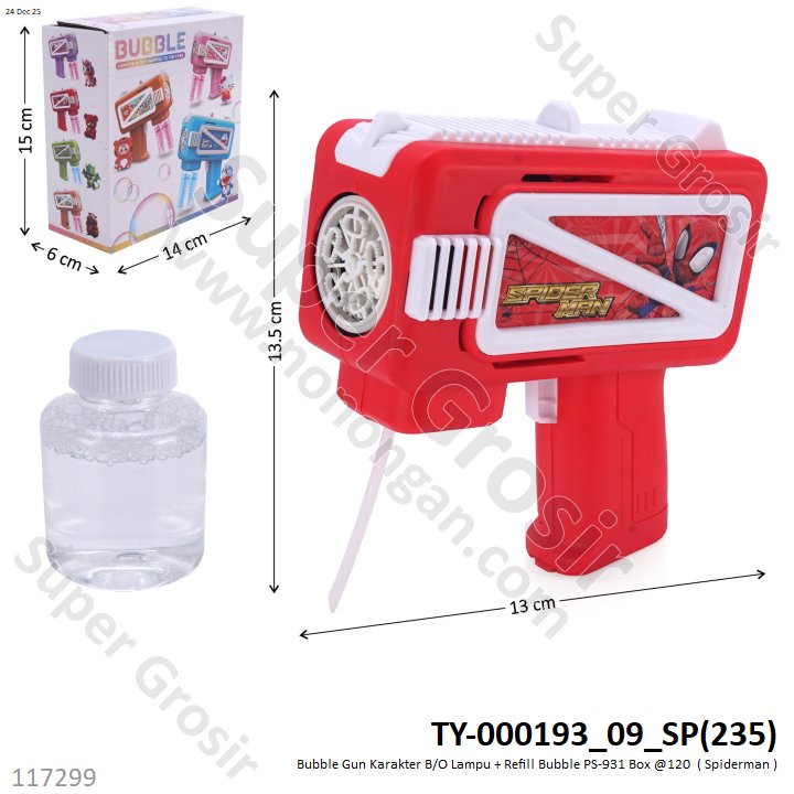 Bubble Gun Karakter B/O Lampu + Refill Bubble PS-931 Box @120