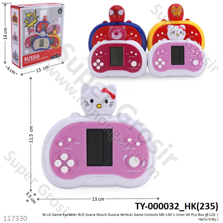 Brick Game Karakter B/O Suara Musik Russia Vertical Game Console ME-140 1 Inner 60 Pcs Box @120