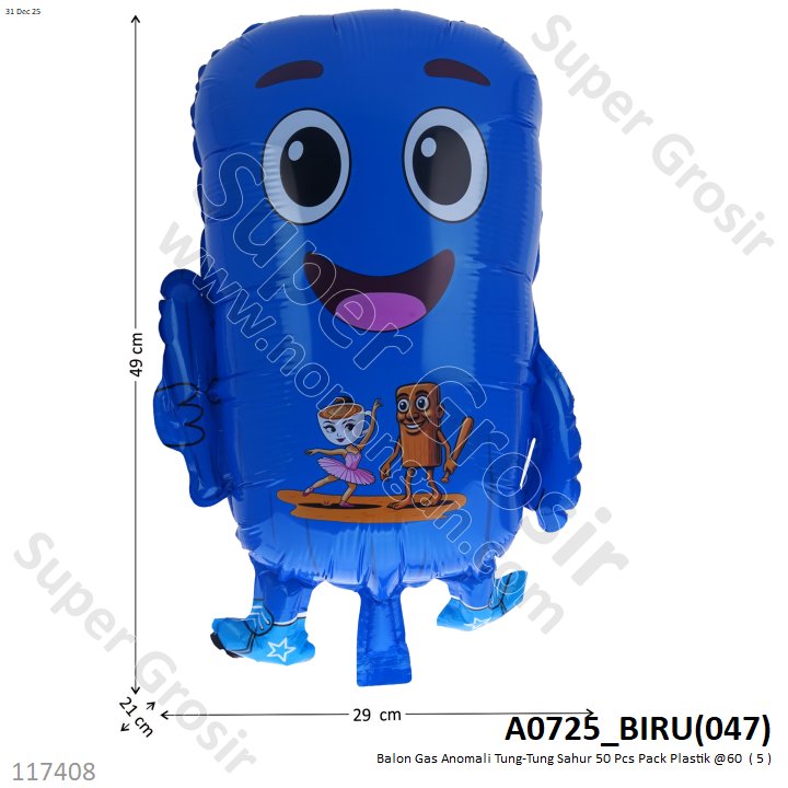 Balon Gas Anomali Tung-Tung Sahur 50 Pcs Pack Plastik @60