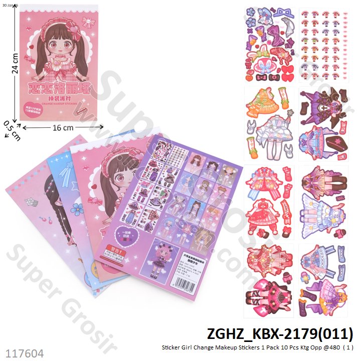 Sticker Girl Change Makeup Stickers 1 Pack 10 Pcs Ktg Opp @400