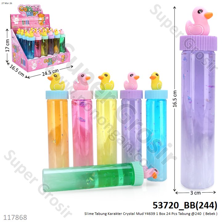 Slime Tabung Karakter Crystal Mud Y4639 1 Box 24 Pcs Tabung @240