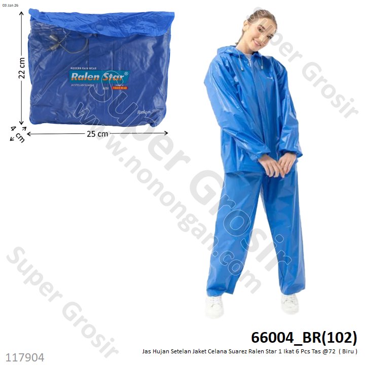 Jas Hujan Setelan Jaket Celana Suarez Ralen Star 1 Ikat 6 Pcs Tas @72