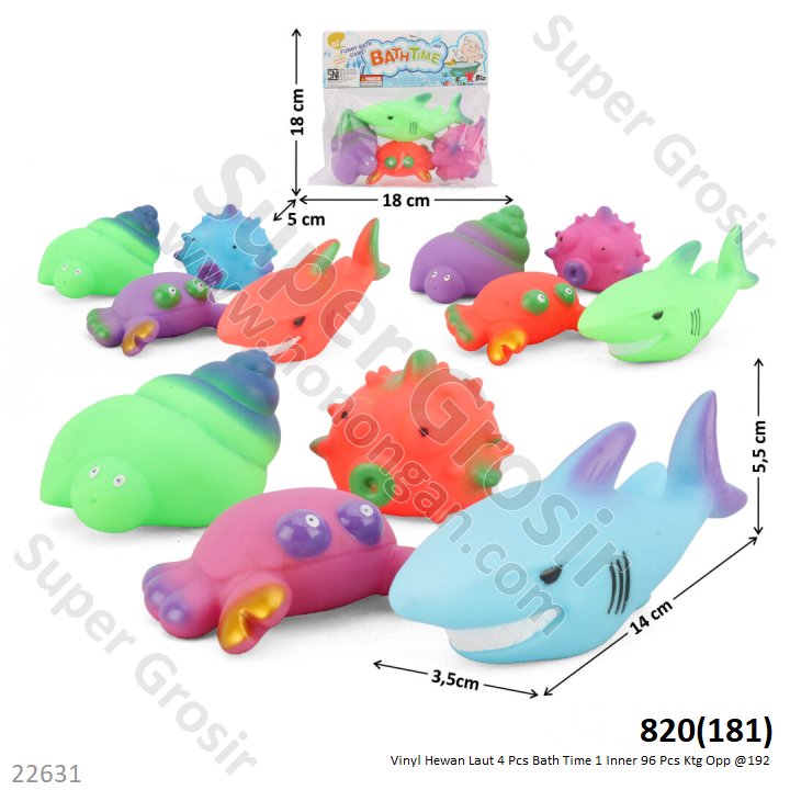Vinyl Hewan Laut 4 Pcs Bath Time 1 Inner 96 Pcs Ktg Opp @192
