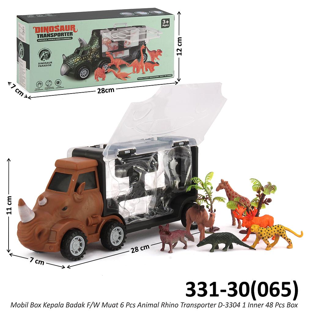Koper Diecast Model Truk Box Kepala Badak Isi Hewan 6 Pcs F/W Dinosaur Transporter D-3304 1 Inner 48 Pcs Box @96