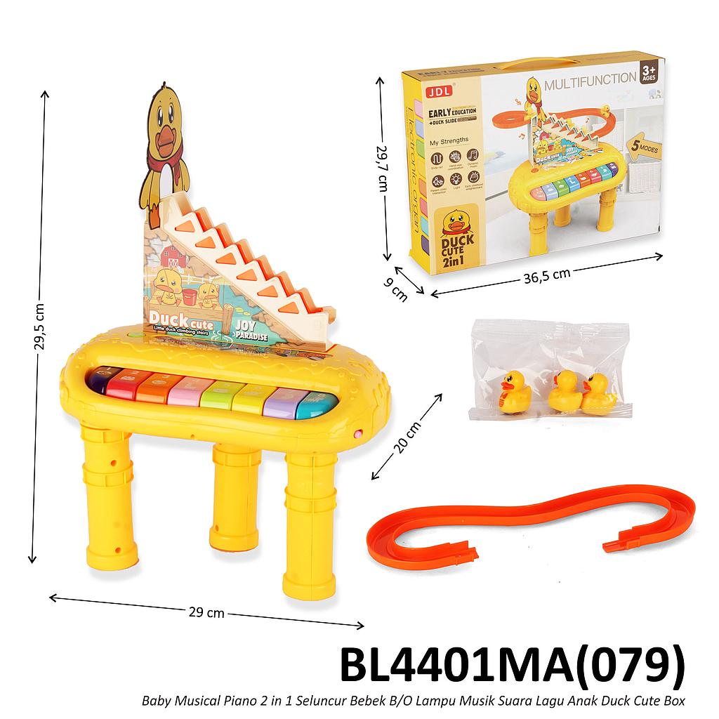 Piano 2 in 1 Seluncur Bebek B/O Musik Suara Lagu Anak Lampu Duck Cute Box @48
