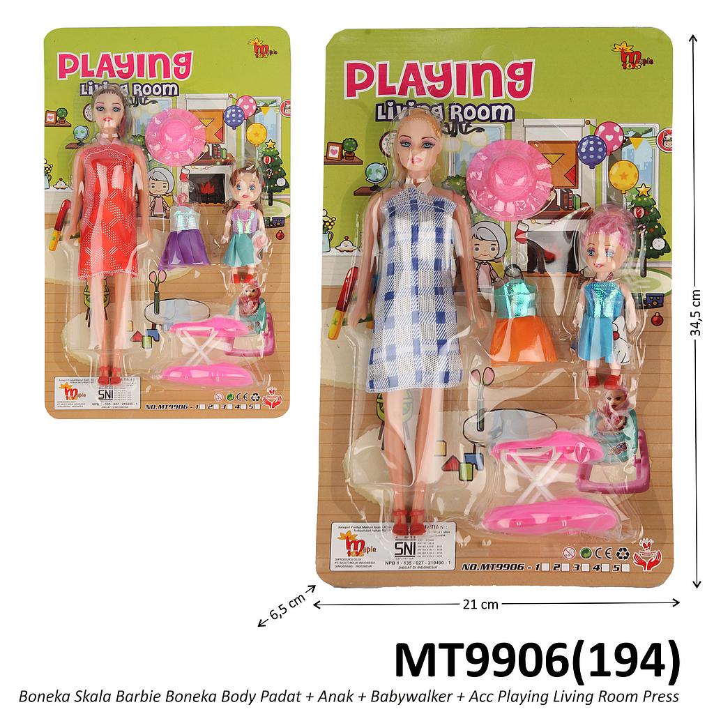 Boneka Barbie Set Anak + Baby Walker + Acc Playing Living Room Press @112
