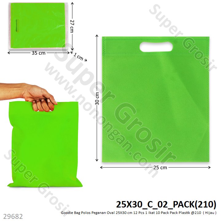 Goodie Bag Polos Pegangan Oval 25X30 cm 12 Pcs 1 Ikat 10 Pack Pack Plastik @210