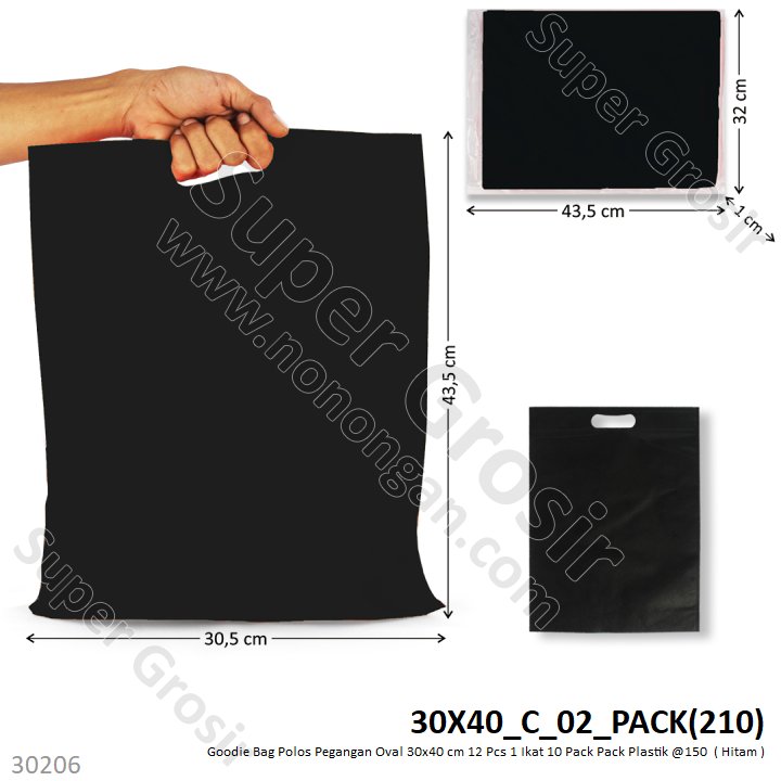 Goodie Bag Polos Pegangan Oval 30x40 cm 12 Pcs 1 Ikat 10 Pack Pack Plastik @150