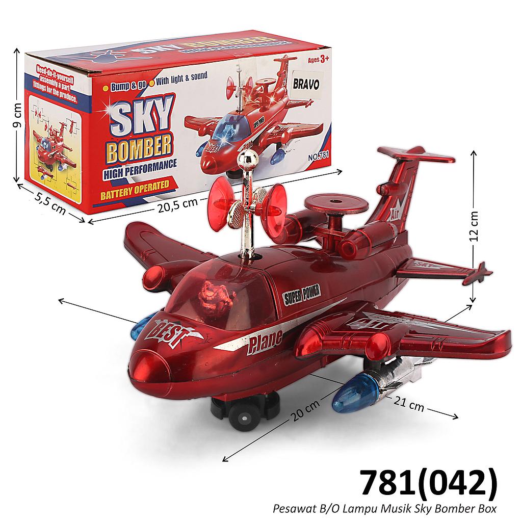 Pesawat B/O Lampu Musik Sky Bomber Box @120