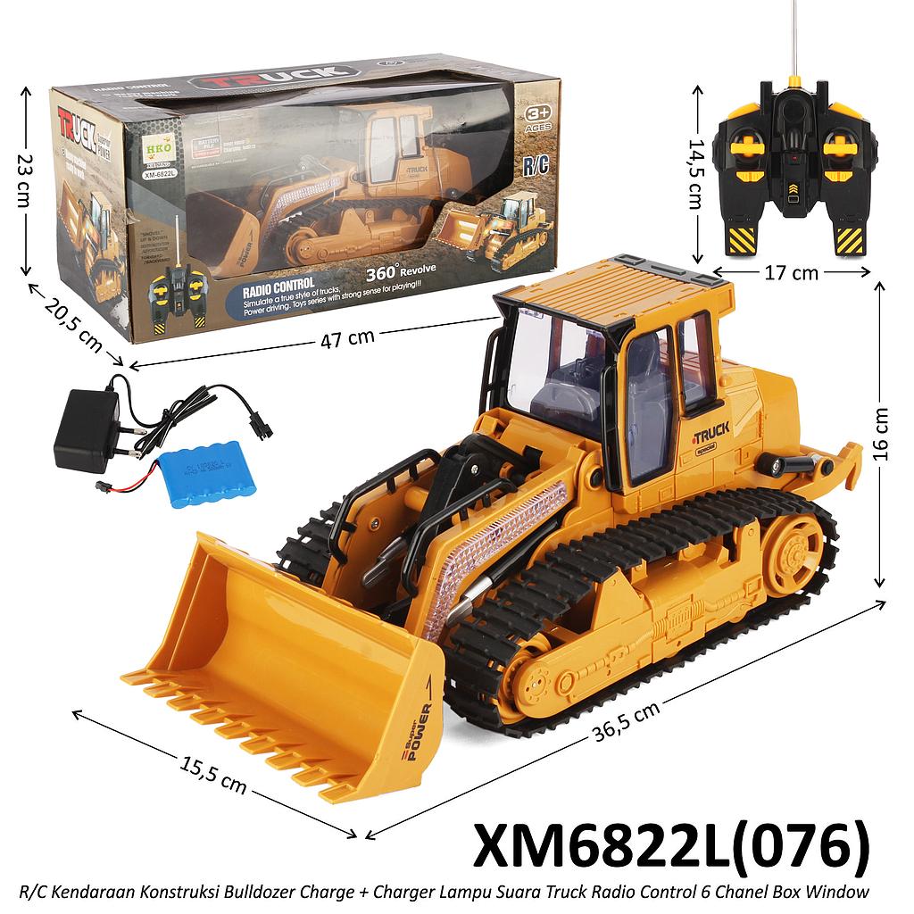 R/C Truk Konstruksi Bulldozer Charge + Charger Suara Lampu Truck Radio Control 6 Channel Box Window @9