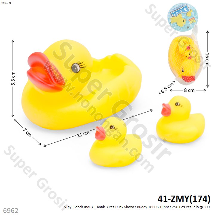 Vinyl Bebek Induk + Anak 3 Pcs Duck Shower Buddy 1860B 1 Inner 250 Pcs Pcs Jala @500