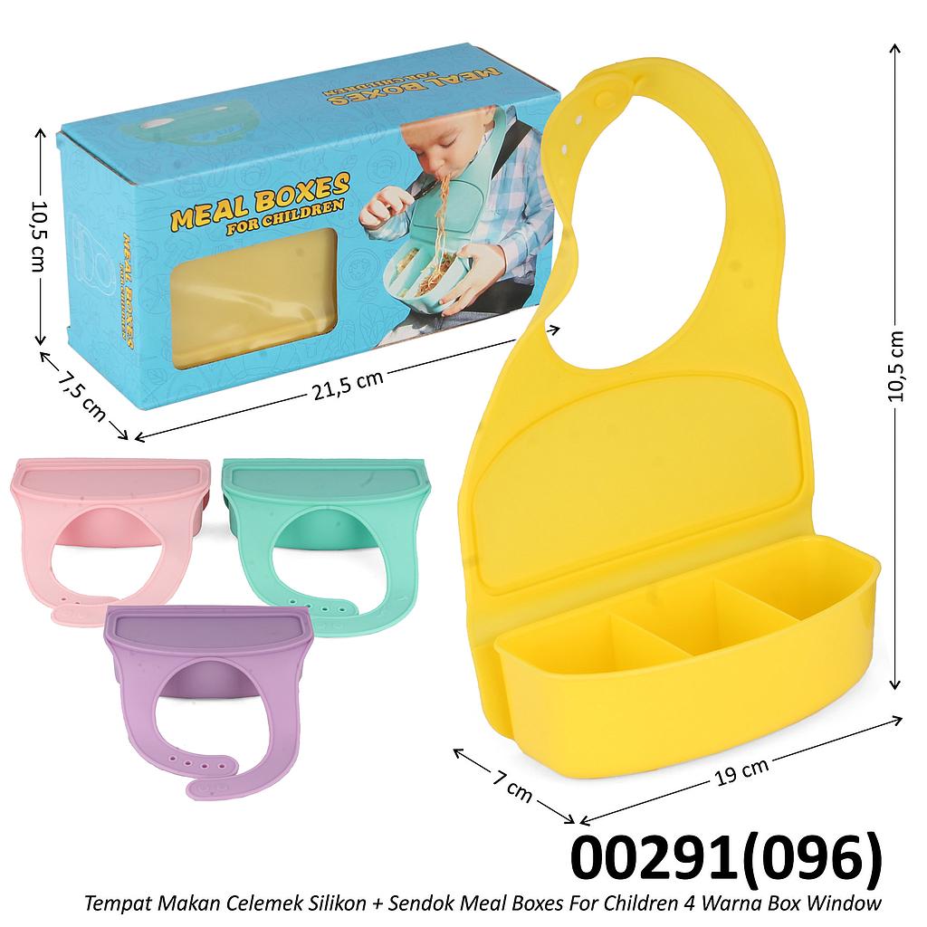 Lunch Box Celemek Silikon + Sendok Meal Boxes For Children 4 Warna Box Window @80
