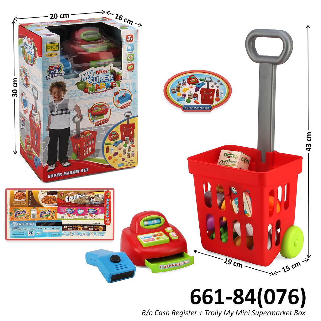 Mainan Kasir Supermarket Cash Register B/O + Trolley Belanja + Acc My Mini Supermarket Box Window @18